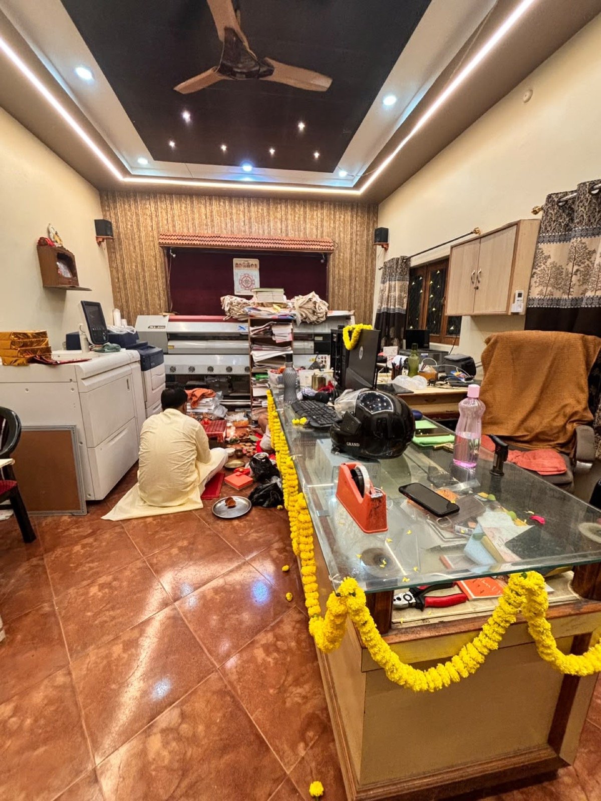 The production press room at Graphic Arts, Lanka, Varanasi, where large-format and premium print work is produced